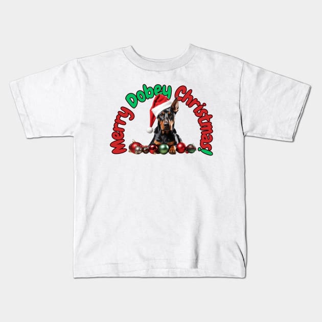 Merry Dobey Christmas! Kids T-Shirt by Doodle and Things